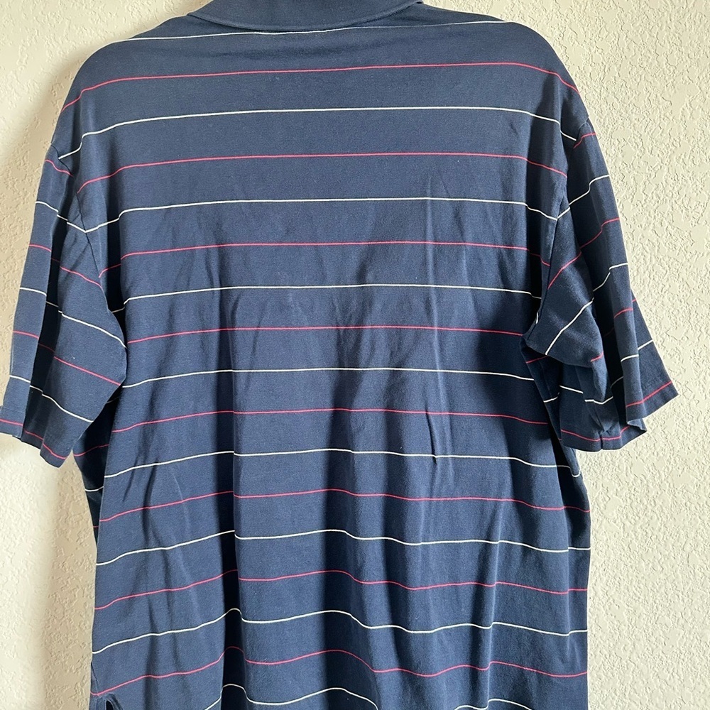 Ralph Lauren Gold Men's Navy Polo with Multicolor Stripes - Picture 4 of 4
